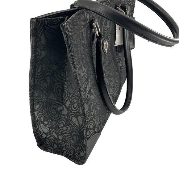 Diane von Furstenberg Womens Jacquard Heart Print Shoulder Tote travel Bag Black - Picture 7 of 14